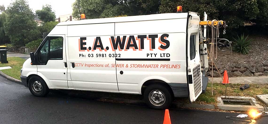 PIPELINE INSPECTIONS – CCTV pipeline inspection repairing & cleaning of pipes of all sizes under our associated company E.A. Watts Pty Ltd.